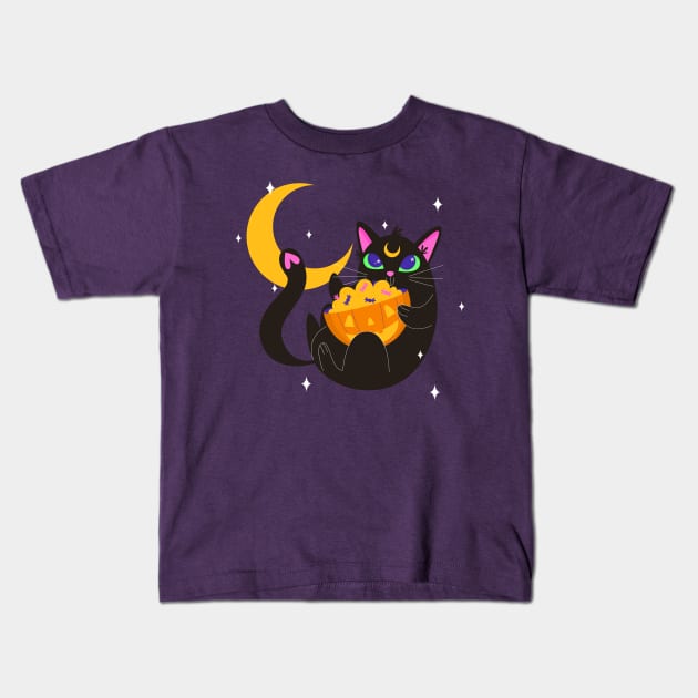 Luna Kitty Kids T-Shirt by machmigo